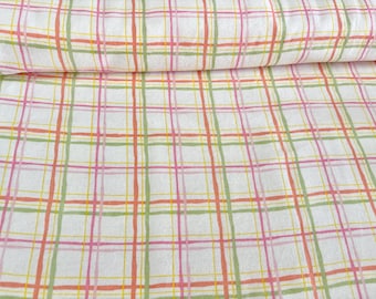 Spring Plaid Cotton Flannel Fabric | Yellow, Orange, Pink, Green - Sold By The Yard