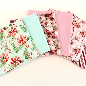Christmas Fat Quarters | Christmas Fabric | Santa Claus Fat Quarters | Holiday Fabric | Cotton Fabric | Quilting Fabric | Bundle Set of Six