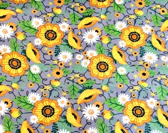 Flannel Fabric | Sunflower Flannel Fabric | Floral Flannel Fabric | 100% Cotton Flannel | Fabric Sold By The Yard