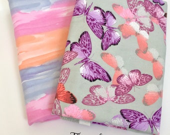 Butterfly Flannel Fabric | Butterfly Fabric | Cotton Fabric | Watercolor Flannel Fabric | Watercolor Fabric | Bundle Set | 2 Yards