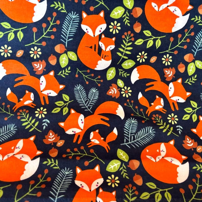 Fox Print Fabric - Etsy