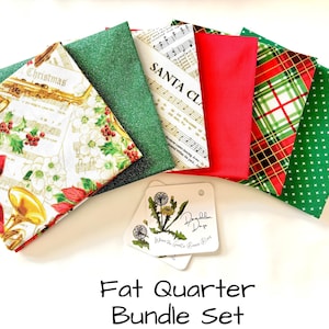 Christmas Music Fat Quarters | Christmas Fabric | Holiday Fabric | Green Fabric | Christmas Quilting Fabric | Red Fat Quarters | Set of 6