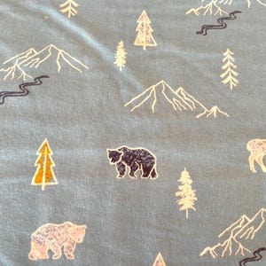 Woodland Animal Flannel Fabric | Forest Animal Fabric | Cotton Fabric | Bear Flannel Fabric | Fox Fabric | By-The-Yard