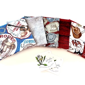 Rodeo Cowboy Fat Quarters | Horse Fabric | Rodeo Fabric | Western Fat Quarters | Cowboy Fabric | Western Fabric | Rodeo Fabric | Set of 6