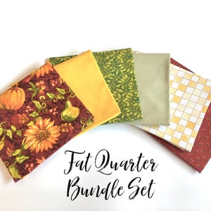 Fall Fat Quarters | Pumpkin Fabric | Yellow Fat Quarters | Fall Fabric | Cotton Fabric | Quilting Fabric | Bundle Set of Six