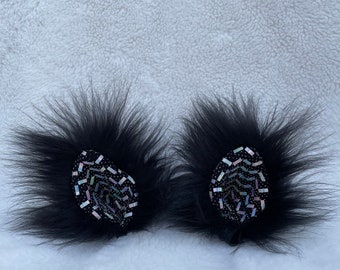 CUSTOMIZABLE - RAVEARZ - Clip on Faux Fur Animal Ears, Rave, Cosplay, Clip on Hair Accessories, Trippy, Psychedelic, Festival, Lost Lands