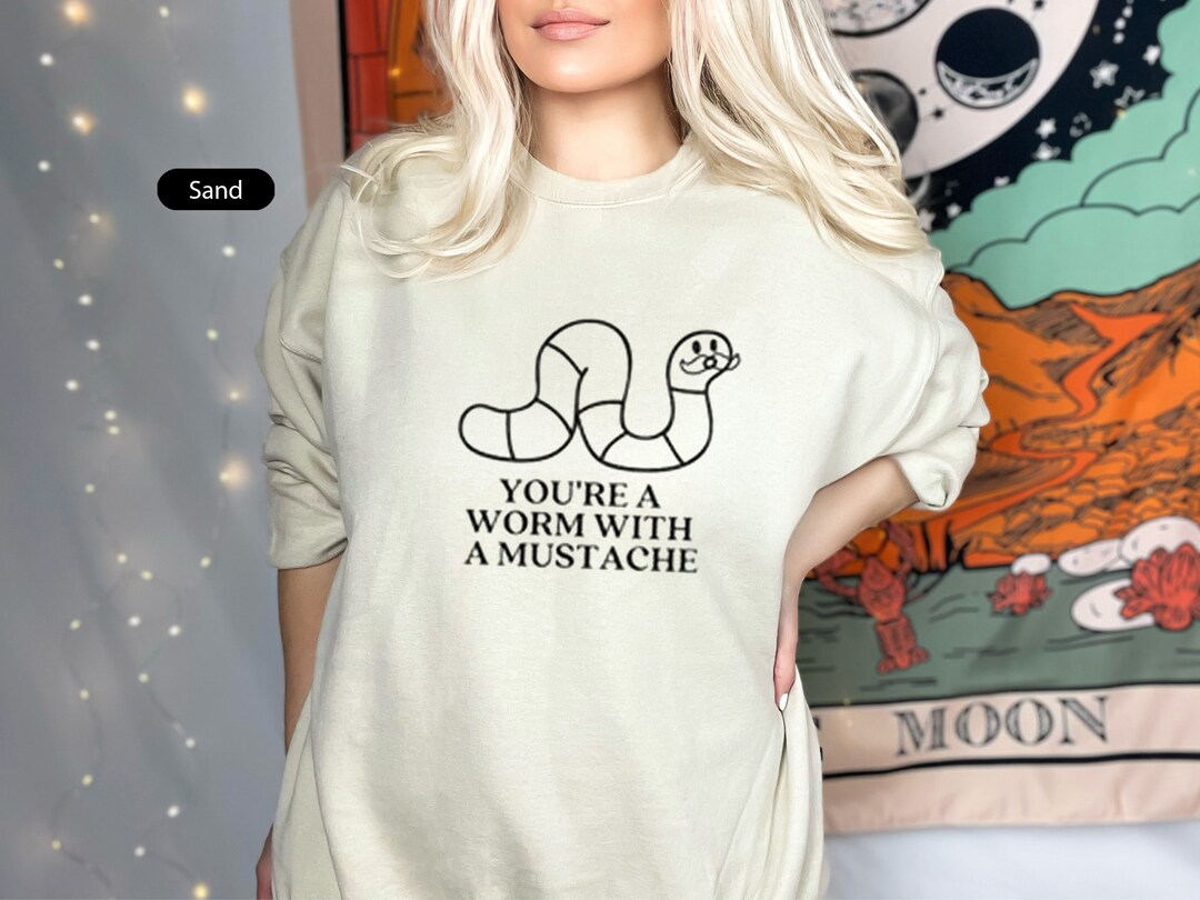 Groovy You Re A Worm With A Mustache Cartoon James Kennedy Etsy