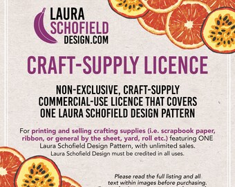 CRAFT-SUPPLY LICENCE - Non-Exclusive Craft-Supply Commercial-Use Licence For One Laura Schofield Design Pattern