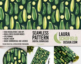 REPEAT PATTERN - &#39;Courgetti&#39; - Food / Vegetables / Gardening / Seamless Repeating Pattern File for Commercial Use