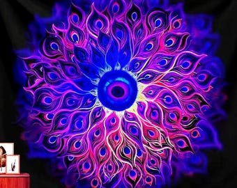 サイケデリック タペストリー UV マンダラ ブラックライト 難解