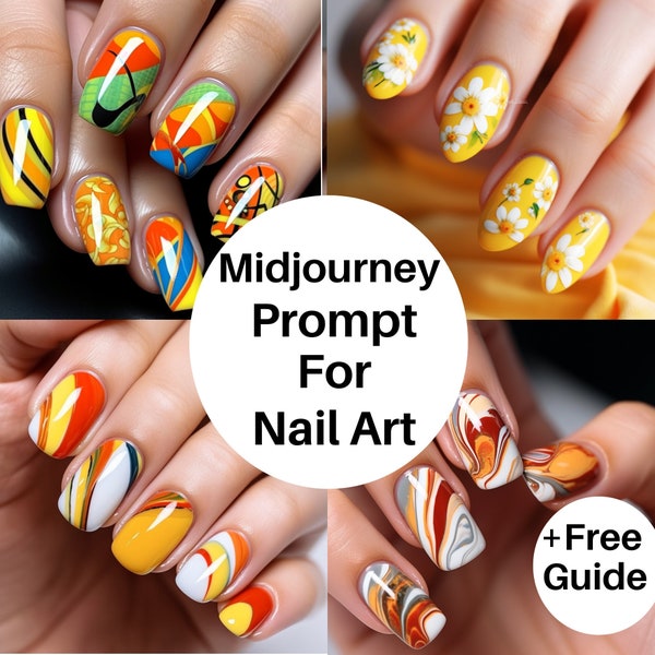 Midjourney Nail Art Design Prompt, Generate Nail Designs Ideas, Midjourney Prompt Guide, AI Art, Digital Nail Art Prompts, Ai Generate Art