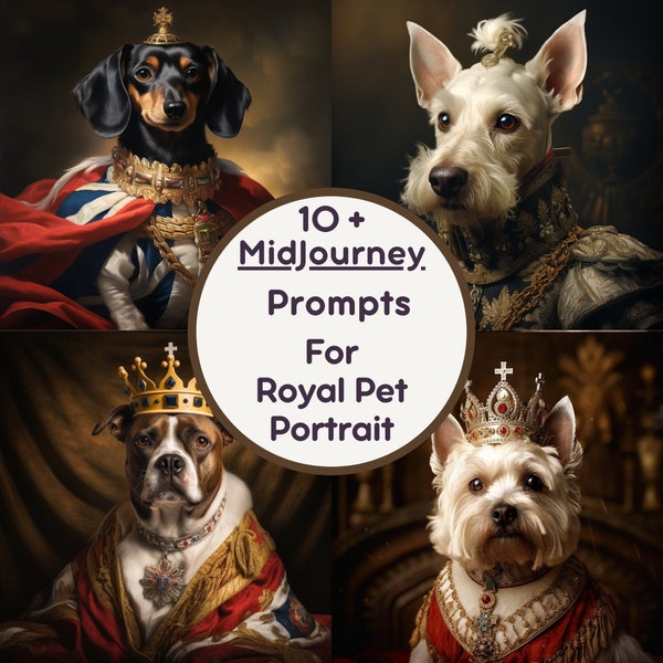 Midjourney Prompt For Royal Pet Portrait,Best Midjourney Prompt,Ai Art With Prompt,Midjourney Guide