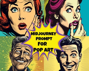 Professional Pop Art Midjourney Prompt 2023, Pop Art Ai Prompt Free Guide, Best Midjourney Prompts, Midjourney Pop Art, AI Prompt, Pop Art