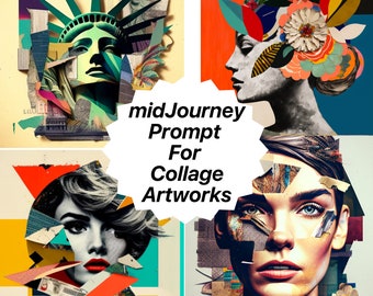 Midjorney collage kunst prompt | Gids voor halverwege de reis | Leer Ai-kunst | Ai gegenereerde kunst | Beste Halverwege de reis Prompt | digitale kunst | Ai-collagekunst