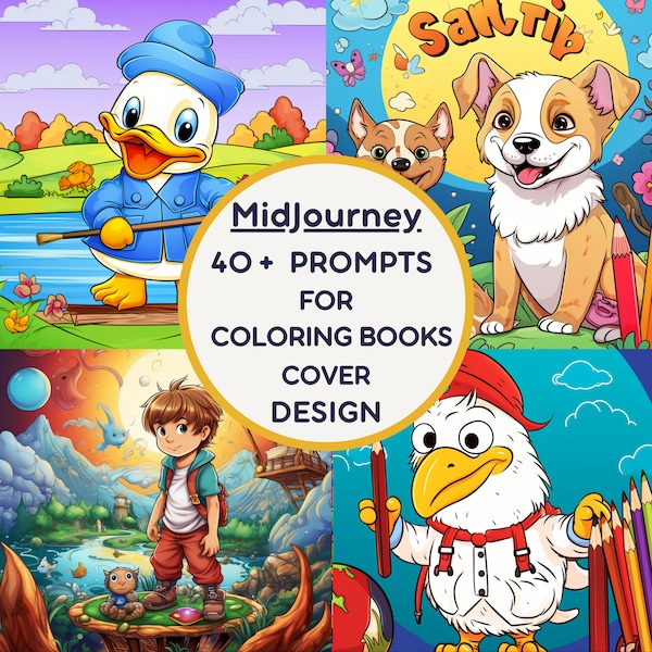 Midjourney Prompts to Personalize Your Coloring Book Covers, Ai Generated Drawing Books Cover Design, Midjourney Ai Art Guide, Midjourney Ai