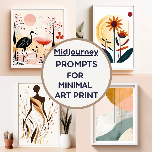 Minimal Art Print: Inspiring Midjourney Ai Prompts for Creative Minds, Ai Boho Art Prompt, Midjourney Art print Prompts, Ai Digital File