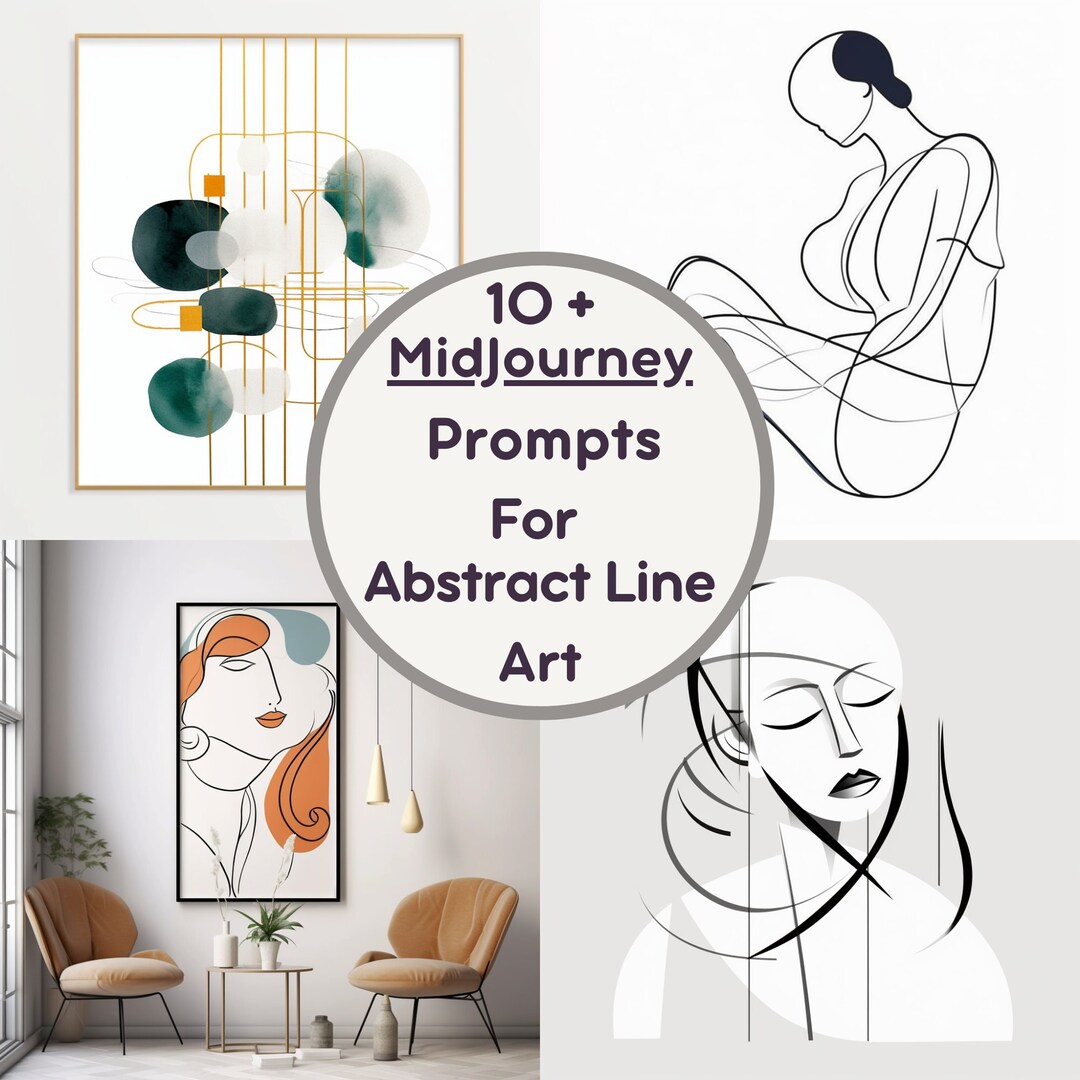 Unique Abstract Line Wall Art Prompts for Midjourney ,line Art Digital