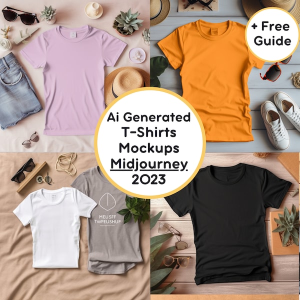 Flat T-Shirt Mockups Prompt For Family / Couple / Men/Women, Professional Ai T-Shirts Mockup Midjourney Prompt 2023, Ai Generated Mockups