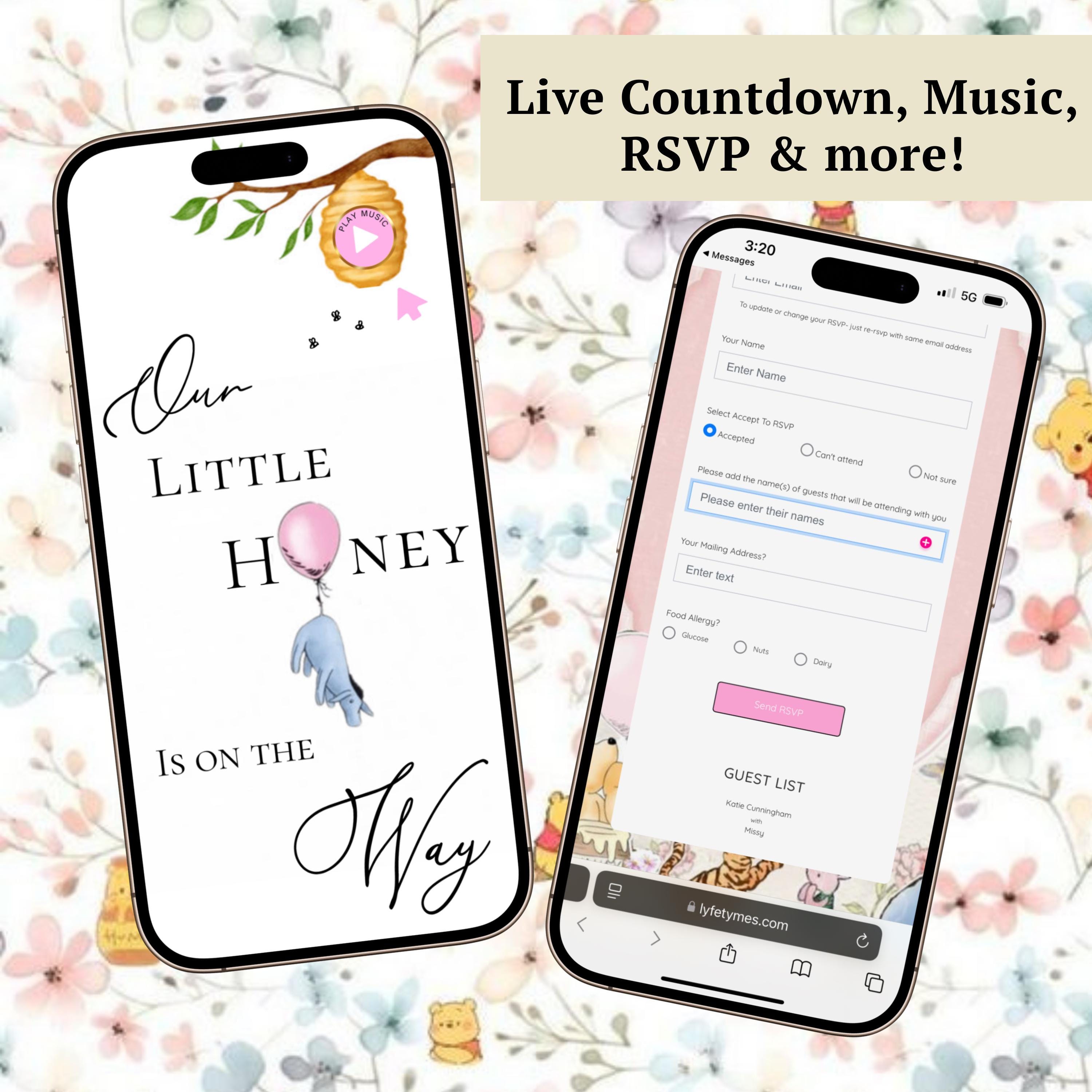 Winnie the Pooh Baby Shower Invitation Website With RSVP, Classic Pooh ...
