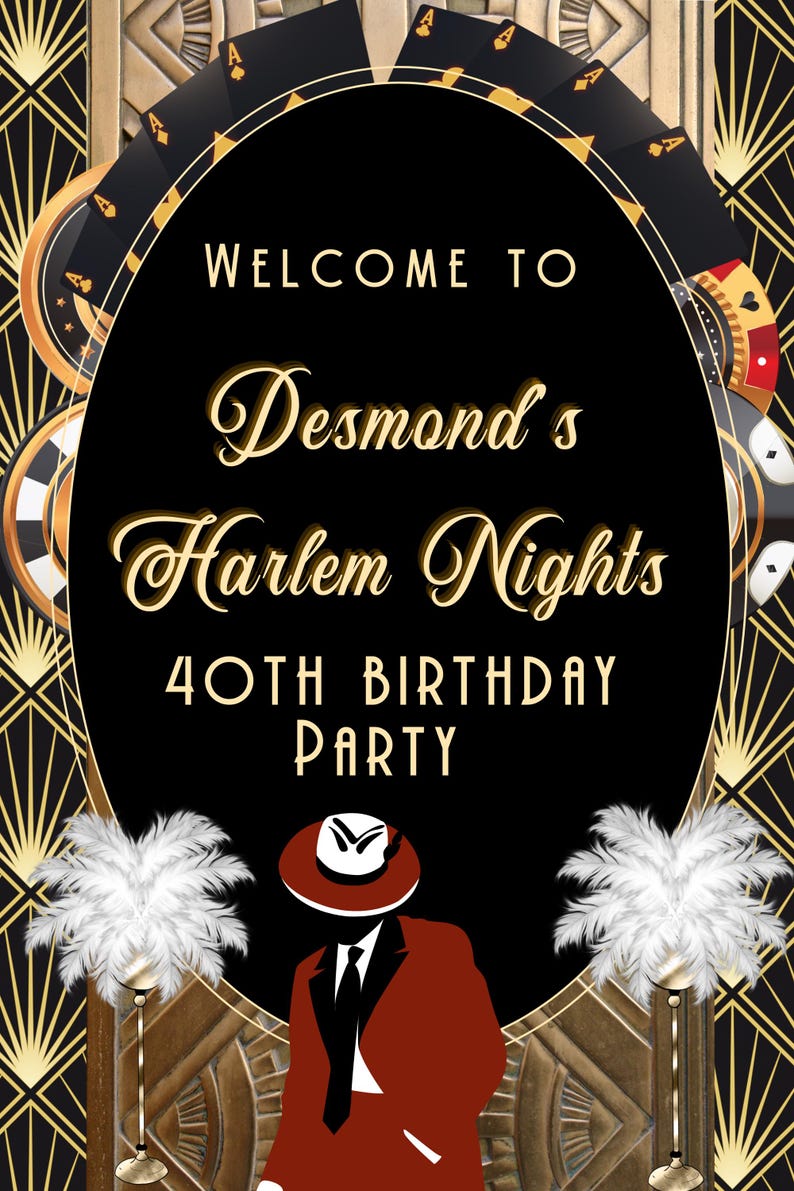 Personalized Harlem Nights Welcome Sign: 1920s Gatsby Party (digital ...