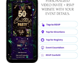 Evite Website Customized RSVP Interactive Invitation Save the Date Countdown, Google Maps, Gifts, Music, Text