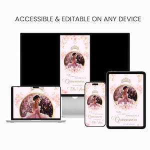 Quinceanera Digital Invitation Sweet 15 Editable Birthday Invite Quinceañera Party Template Clickable RSVP Online Form Instant Download