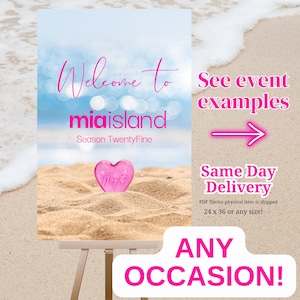 Island welcome sign party villa printable poster tropical personalized season of any occasion birthday island digital download event signage