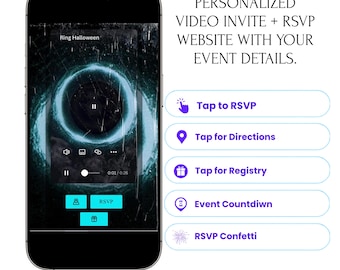 The Ring Halloween Party Evite Matching Customized RSVP Website Interactive Invitation Save the Date Countdown, Google Maps, Gifts, Music