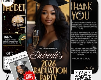 Graduation Video Invitation, Class of 2026 Announcement, Animated Glam Graduation Party Invite, Editable Canva Template Digital Mobile Evite