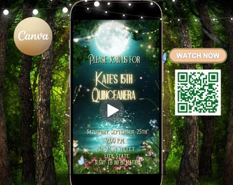 Enchanted Garden Video Invitation: Fairy Tale Birthday Evite (Canva Template)
