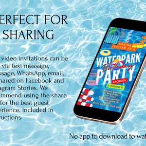 Waterpark invite editable video template splash party animated evite canva swim summer birthday digital mp4 instant download Water park