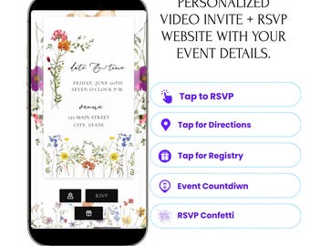 Evite Website Customized RSVP Interactive Invitation Save the Date Countdown, Google Maps, Gifts, Music, Text