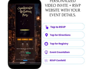 Evite Website Customized RSVP Interactive Invitation Save the Date Countdown, Google Maps, Gifts, Music, Text