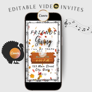 Digital Friendsgiving Video Invitation Animated Thanksgiving Friends Evite Friendsgiving Digital Invite Turkey Dinner Instant Download
