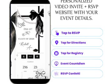 Evite Website Customized RSVP Interactive Invitation Save the Date Countdown, Google Maps, Gifts, Music, Text