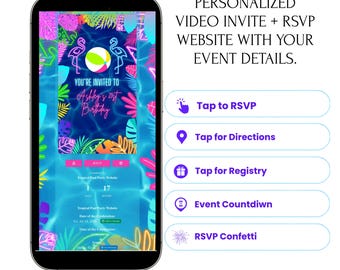 Evite Website Customized RSVP Interactive Invitation Save the Date Countdown, Google Maps, Gifts, Music, Text