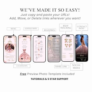 Quinceanera Digital Invitation Sweet 15 Editable Birthday Invite Quinceañera Party Template Clickable RSVP Online Form Instant Download