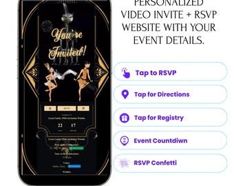 Evite Website Customized RSVP Interactive Invitation Save the Date Countdown, Google Maps, Gifts, Music, Text