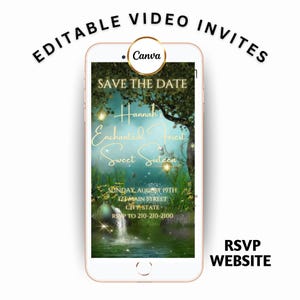 Enchanted Forest Video Invitation, Magic Fairy Video Invite, Canva Template, Editable Invite, Instant Download, Digital Evite, Text Invite