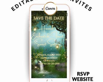 Enchanted Forest Video Invitation, Magic Fairy Video Invite, Canva Template, Editable Invite, Instant Download, Digital Evite, Text Invite