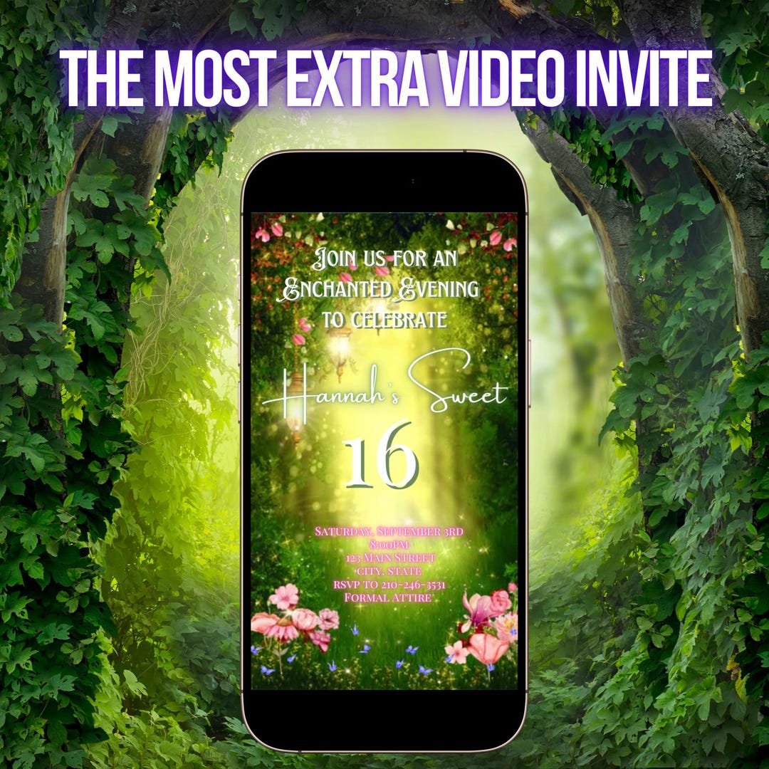 Forest Rave Invite Enchanted Forest Video Invitation, Magic Fairy Video Invite, Canva ...