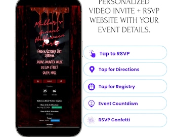 Evite Website Customized RSVP Interactive Invitation Save the Date Countdown, Google Maps, Gifts, Music, Text