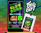 Neon Glow Party Invitation: Editable Video Invite, Canva Template (Digital Download