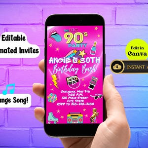 Editable 90s invitation take me back to the 90s animated invite house party invite hip hop take me back to the 90s throwback birthday party