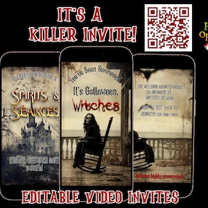 Digital Halloween Video Invitation Galloween Halloween Party Animated Evite Scary Witch invite Haunted House Costume Party Mobile Evite