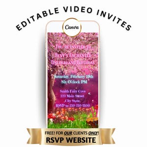 Enchanted Forest Video Invitation, Magic Fairy Video Invite, Canva Template, Editable Invite, Instant Download, Digital Evite, Text Invite