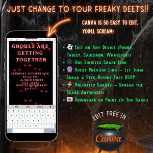 Ghouls Halloween Video Invitation Editable Canva Template Spooky Adult ...