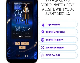 Evite Website Customized RSVP Interactive Invitation Save the Date Countdown, Google Maps, Gifts, Music, Text