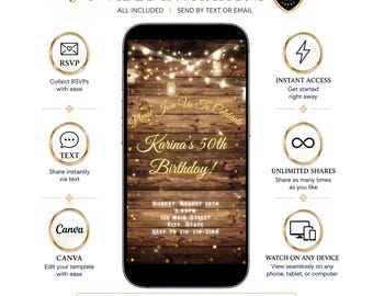 Western Birthday Video Invitation Editable Canva Template Rustic Country Birthday Invite Cowboy Adult Birthday Digital Evite