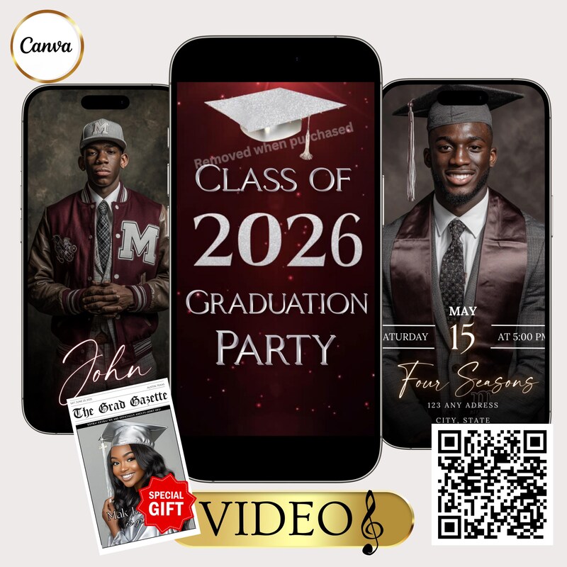 Maroon Grad Party Evite - Etsy